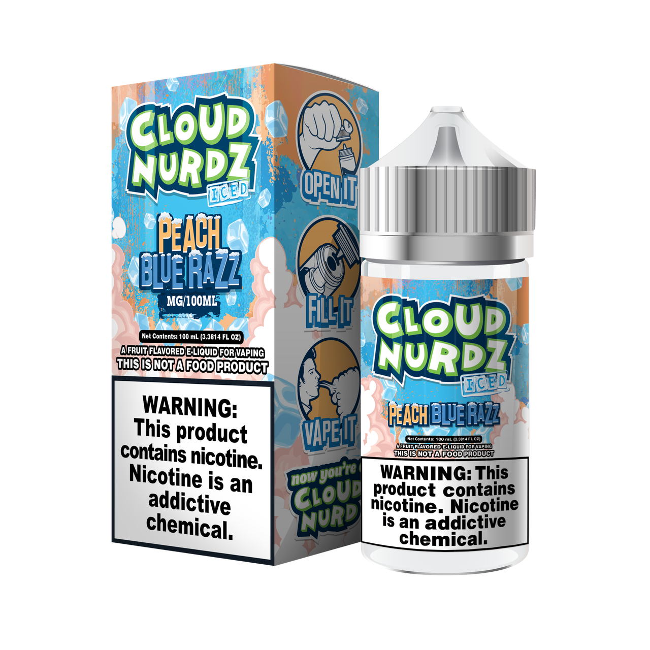 Peach Blue Razz on Ice by Cloud Nurdz 100ml | Vape Junction